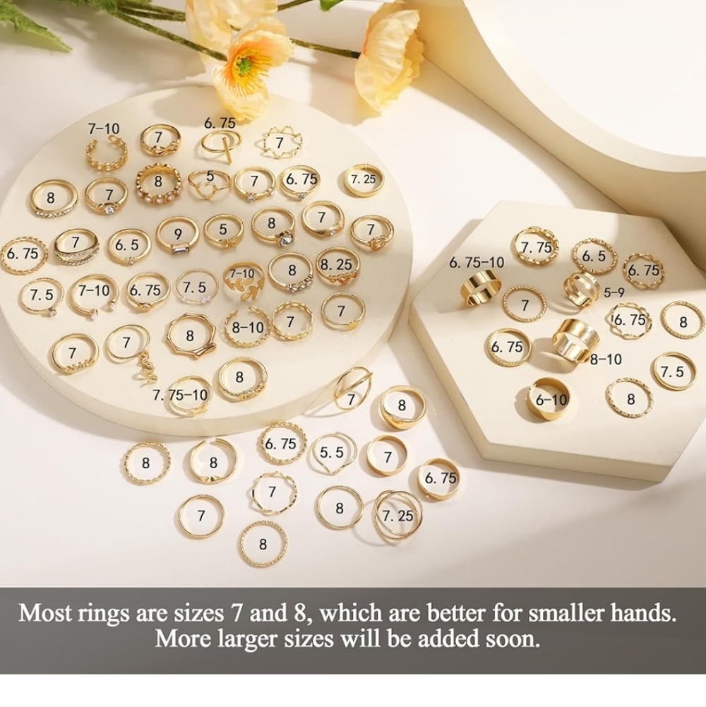 Gold Women's Ring Set - Elegant Stackable Fashion… - image 4